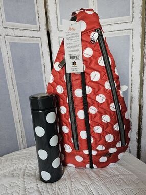 $105 Retail NWT Lug Disney Minnie Set: Windsail Sling & 16 Oz NIB Chuggie Bottle